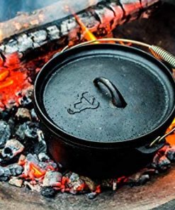 BBQ-TORO Set de Dutch Oven et boîte en Bois  en Fonte, déjà brûlée (7  pièces) : : Jardin